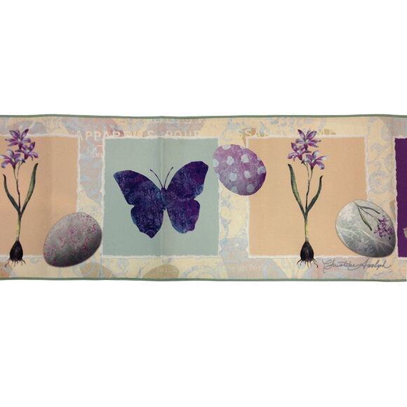Easter Egg Butterfly Rejoice Table Runner Topper Bunny Rabbit Fringed Edge NEW - Picture 3 of 4